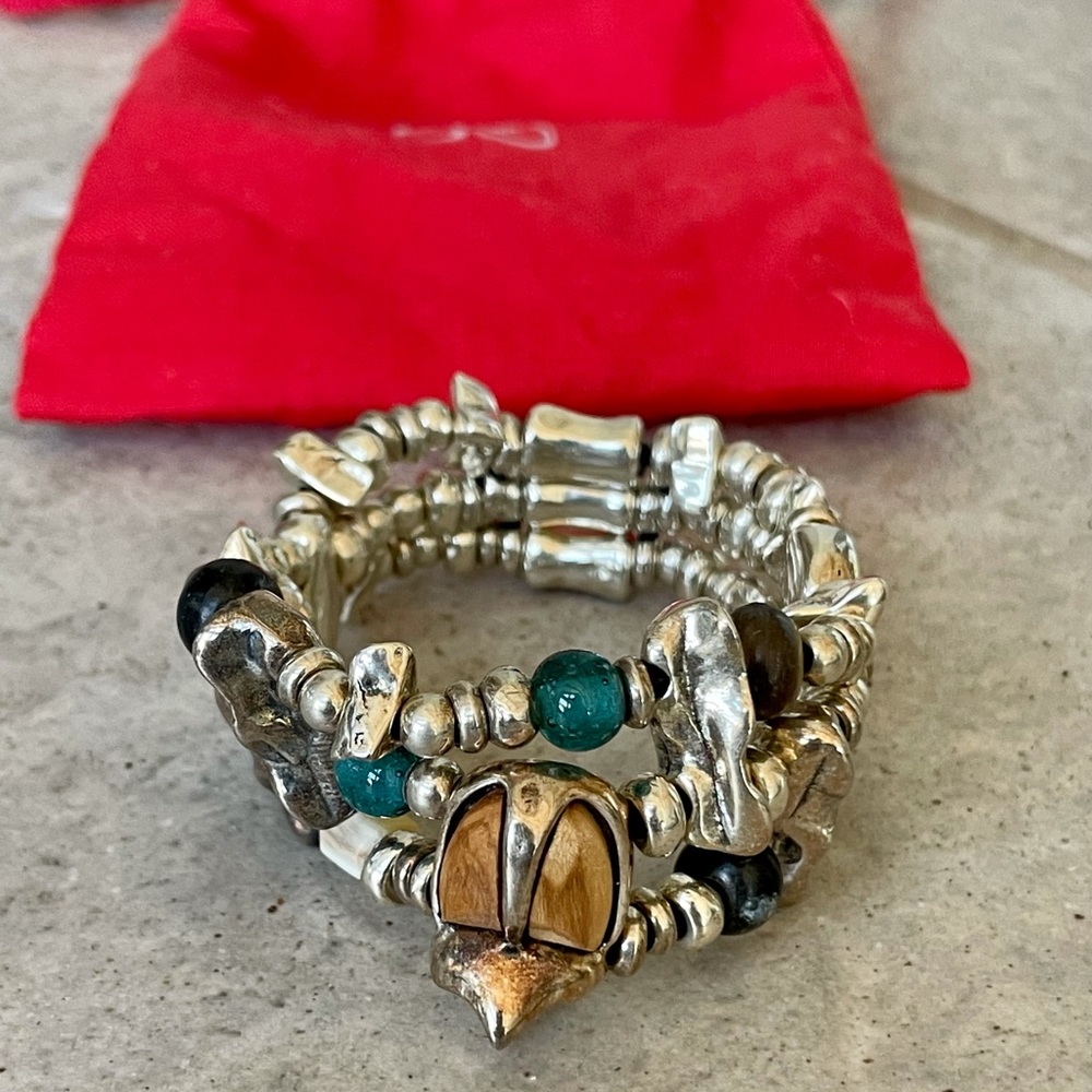 Uno de 50 Stretchy Beetle Bracelet silver & glass